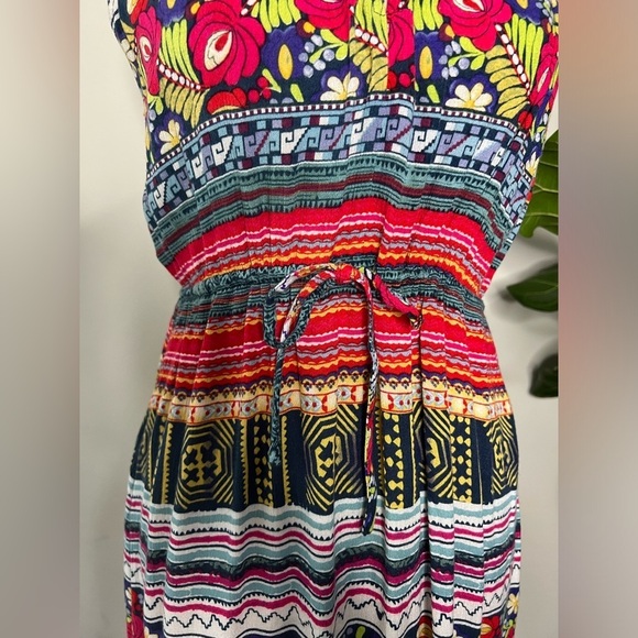 MINKPINK multicolor floral size small halter neck dress drawstring waist viscose - Picture 3 of 11